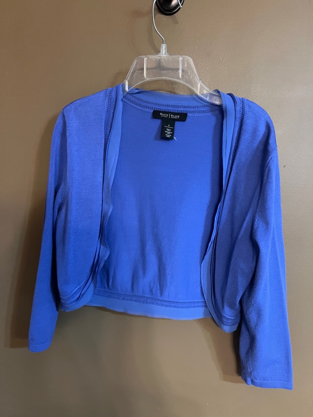 White House Black Market Cobalt Blue Cropped Open-Front Cardigan